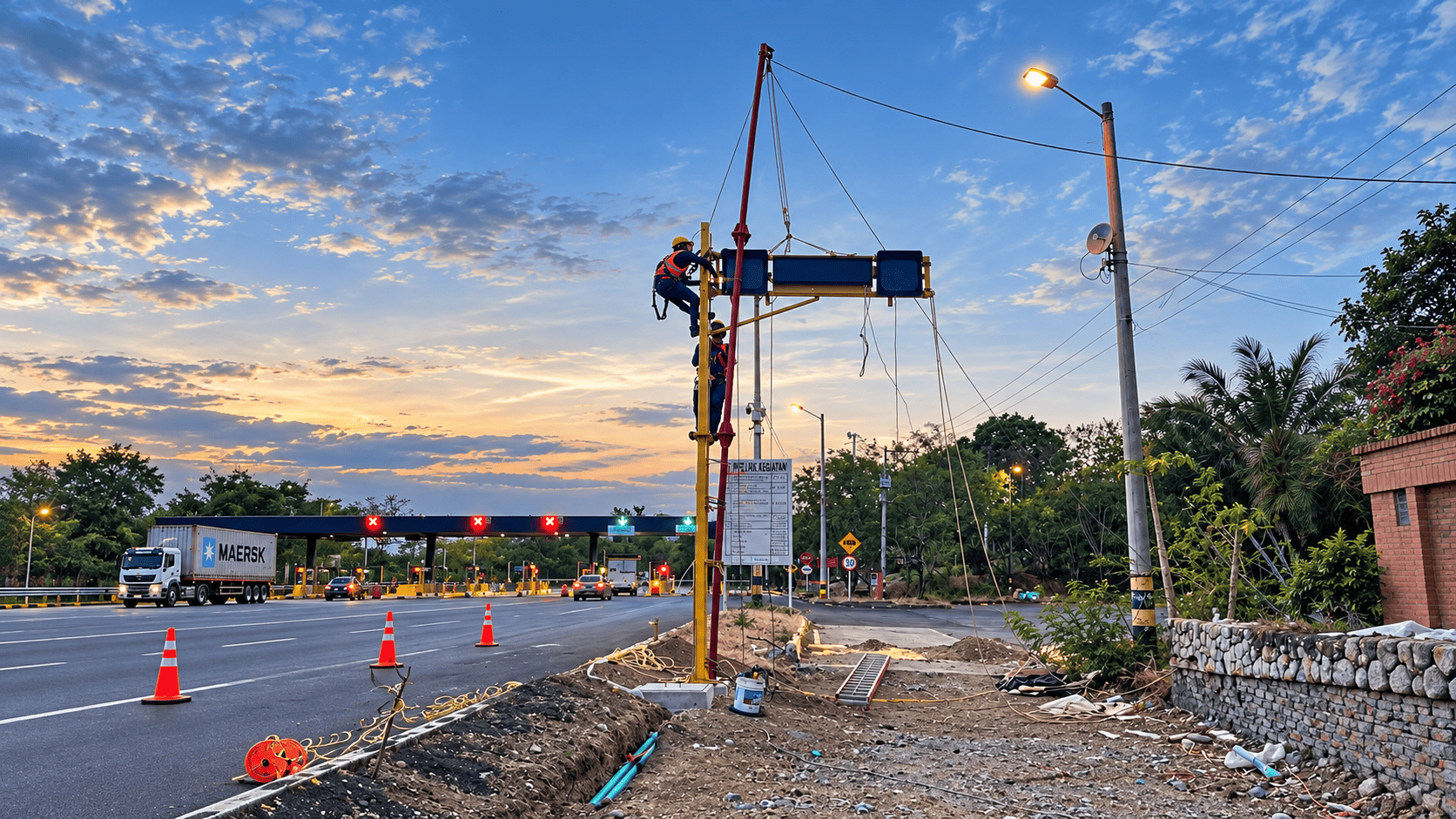Infraestructura vial segura con señalización y defensas metálicas